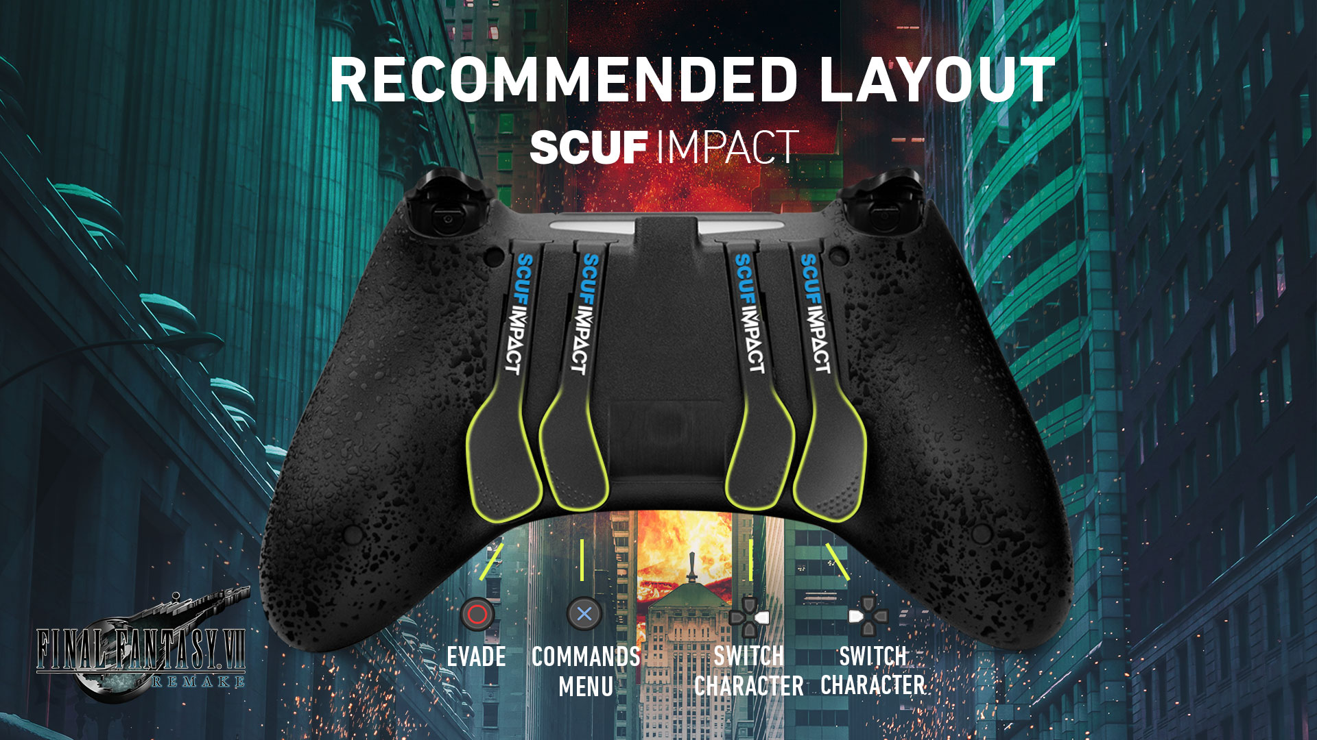 SCUF IMPACT Final Fantasy VII Remake PS4 Controller Layout